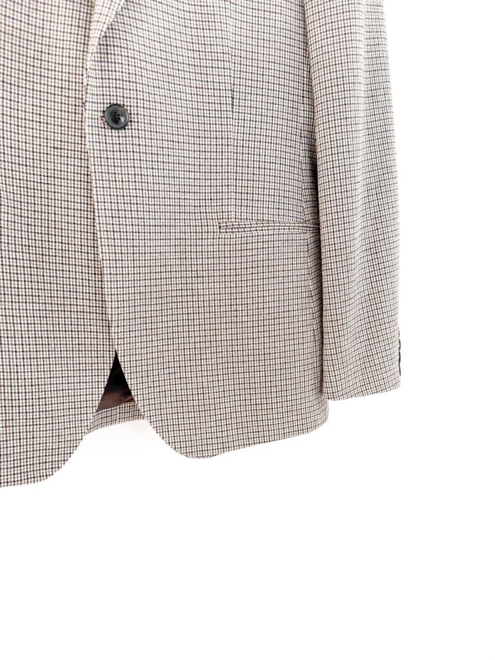 NEW Reiss Men's Plaid Cotton - Wool Houndstooth Blazer Beige Brown 38R Jacket - Picture 9 of 16